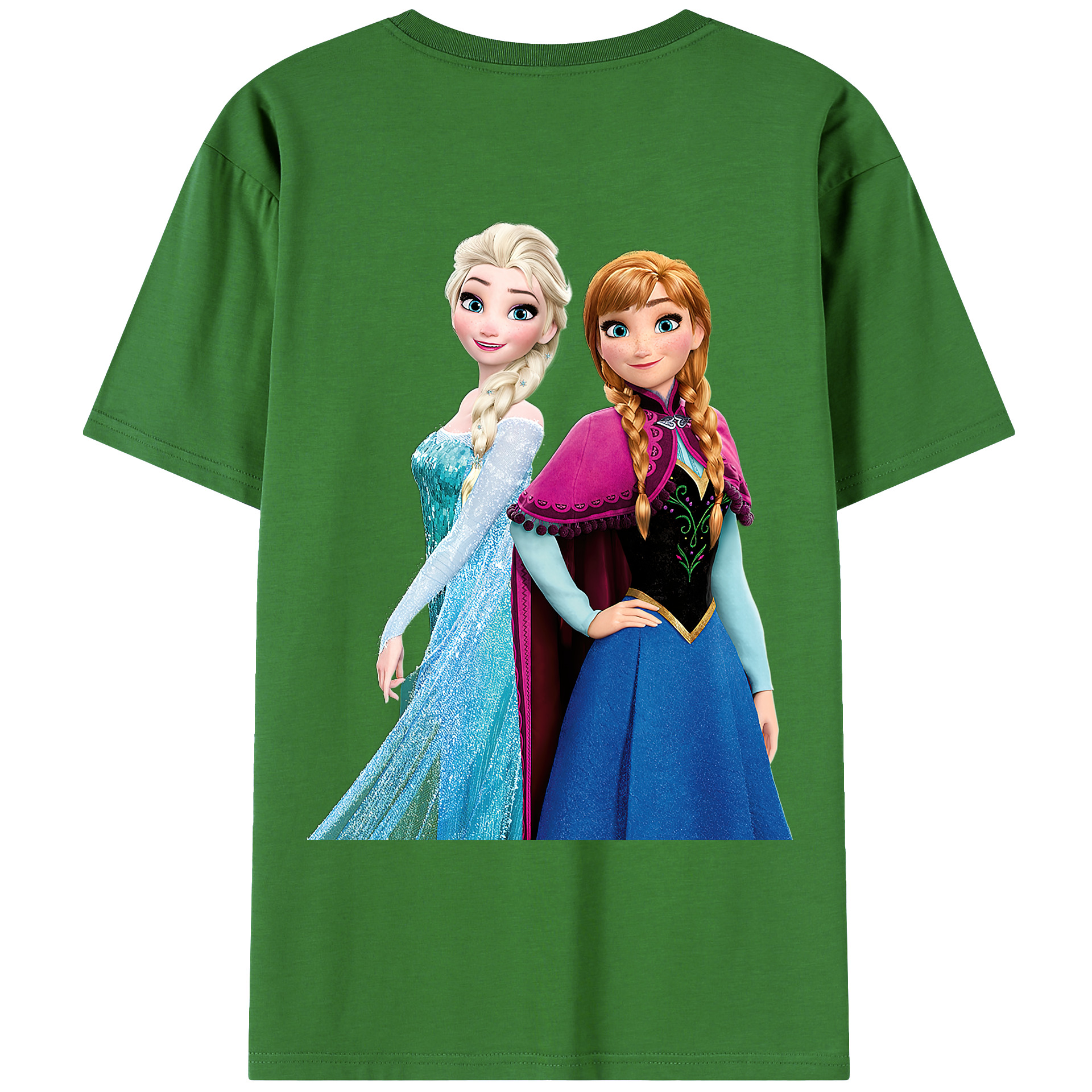 （画像用） アナと雪の女王 アンナ エルサ Frozen Anna Elsa レディース半袖Tシャツ(バックプリント)